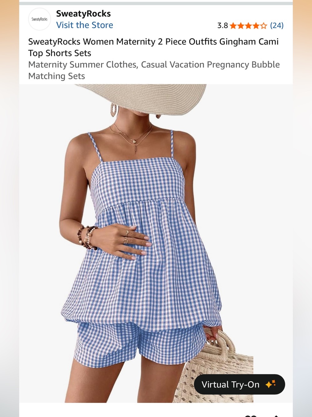 Gingham Blue Cami Top & Shorts Set